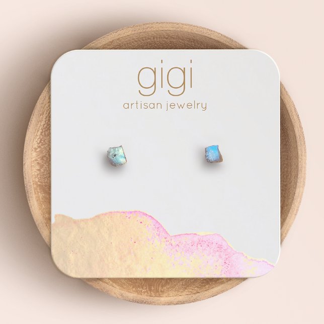 Watercolor Abstract Studs Earring Display Holder Square Business Card (Creator Uploaded)