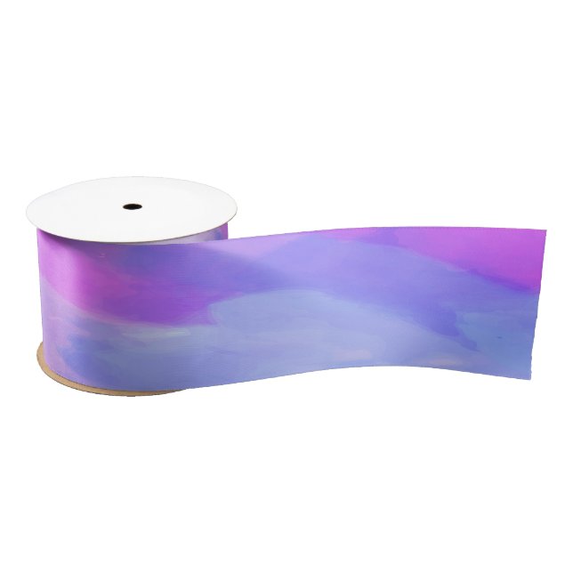 Watercolor Abstract Texture in Pastel Colours Satin Ribbon (Spool)