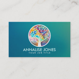 Watercolor Abstract Tree - Female Profile Shape Business Card