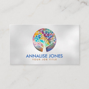 Watercolor Abstract Tree - Female Profile Shape Business Card