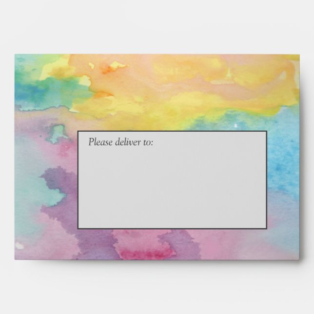 Watercolor Abstract Whimsical Colourful Fun Envelope (Front)