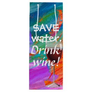 Watercolor abstract with wine glass wine gift bag