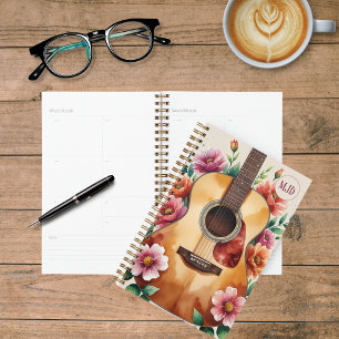 Watercolor Acoustic Guitar Floral Planner