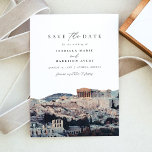 Watercolor Acropolis of Athens Save the Date Invitation<br><div class="desc">This save the date features a watercolor painting of Acropolis of Athens Greece skyline. Easily edit *most* wording to meet your needs and add your own photo or photos to the backside with your wedding website.</div>