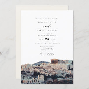 Watercolor Acropolis of Athens Wedding Invitation