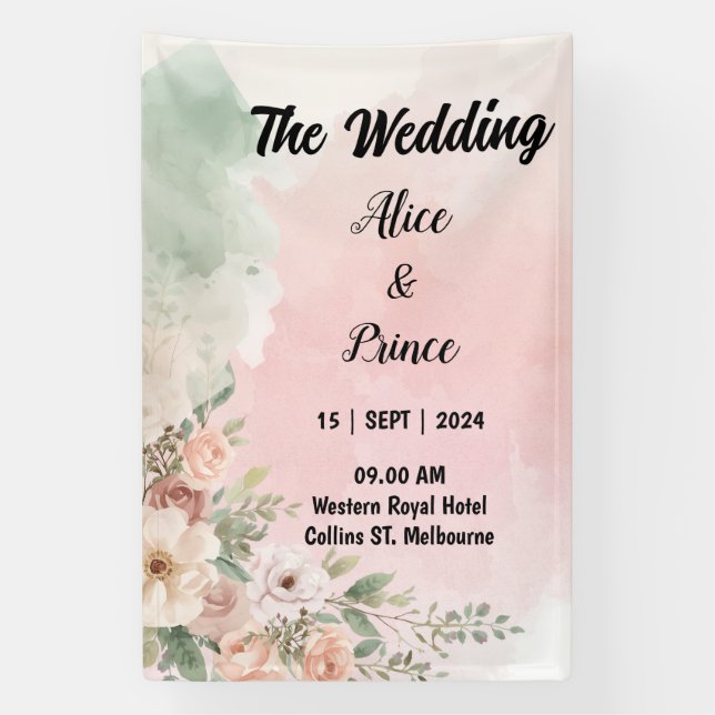 watercolor acrylic invitation wedding banner (Vertical)