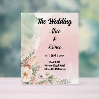 watercolor acrylic invitation wedding sign