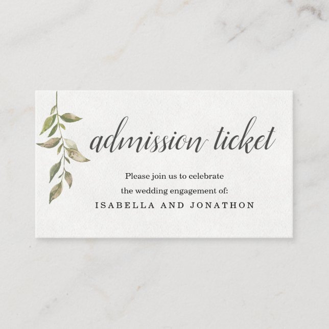 Watercolor Admission Ticket Enclosure Card (Front)