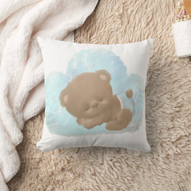Watercolor Adorable Baby Bear Graphic Throw Pillow (Blanket)