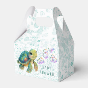Watercolor Adorable Turtle Bubbles Baby Shower Favor Box