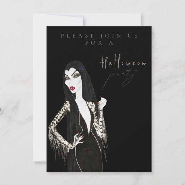 Watercolor Adult Halloween Party Invitation (Front)