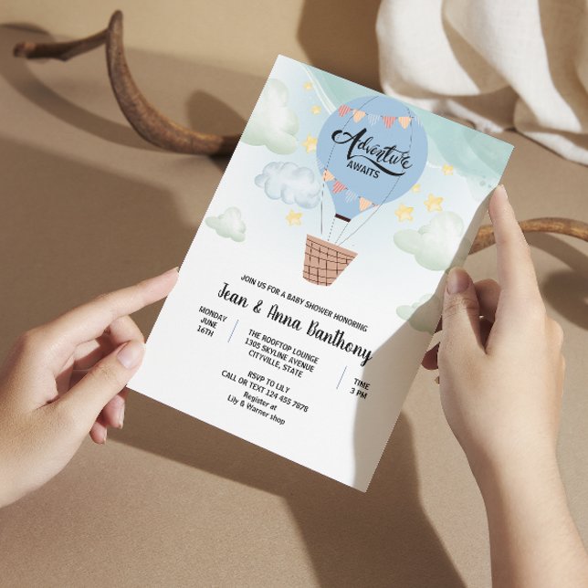  watercolor adventure awaits baby shower invitation (Creator Uploaded)