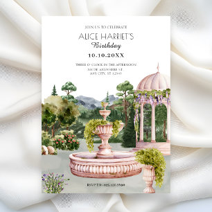 Watercolor aesthetic elegant green garden party  invitation
