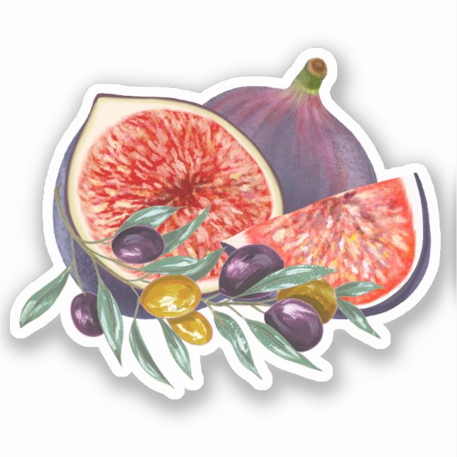 Watercolor Aesthetic Fig and Olives Artwork (Front)