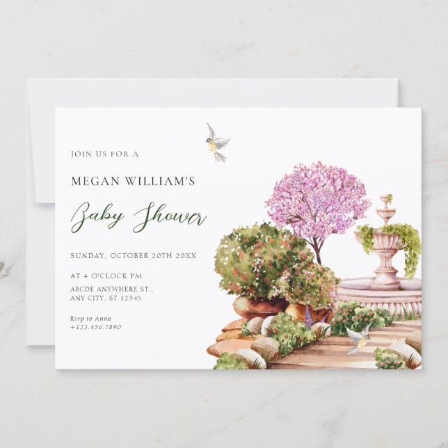 Watercolor aesthetic garden invitation