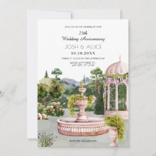 Watercolor aesthetic garden wedding anniversary invitation