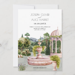 Watercolor aesthetic green garden elegant wedding invitation