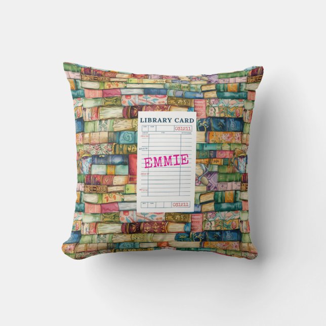 Watercolor Aesthetic Stacked Books Throw Pillow (Front)