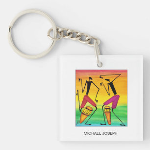 Watercolor, African Art, Awesome African Drumming Keychain