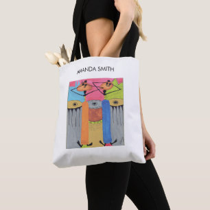 Watercolor African Art, Awesome Friends Colourful Tote Bag