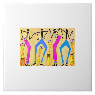 Watercolor African Art Awesome Party Time Tile