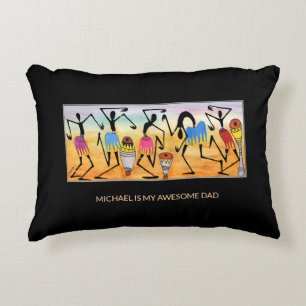 Watercolor, African Art Heart Warming Dance Accent Pillow