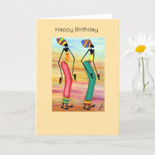 Watercolor African Art Inspirational Walk Birthday Card