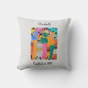 Watercolor, African Art, Joy Dance Throw Pillow