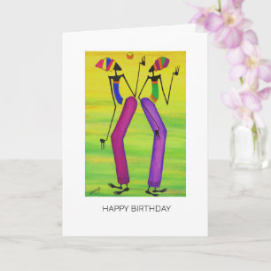Watercolor, African art Sun Party Birthday Card