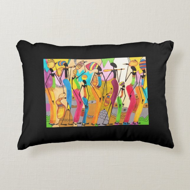 Watercolor, African Art The Community' Accent Pillow (Front)