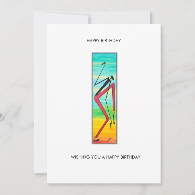 Watercolor African Art, Tricky Dancer Birthday  Card (Front)