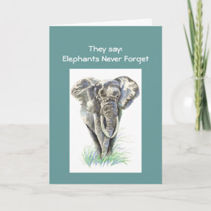 Watercolor African Elephant Animal Nature Art Card