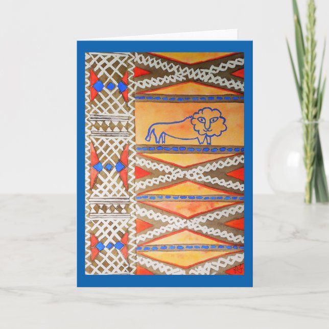 Watercolor African inspired lion Card (Front)