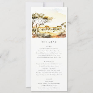 Watercolor African Landscape Wedding Menu Card