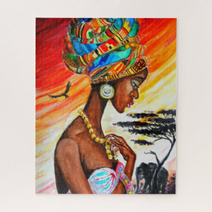 Watercolor - African Princess - Beautiful - Jigsaw Puzzle