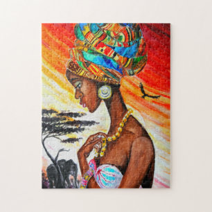 Watercolor - African Princess - Beautiful - Jigsaw Puzzle