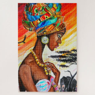 Watercolor - African Princess - Beautiful Woman Jigsaw Puzzle