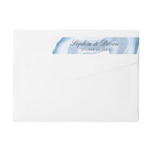 Watercolor Agate Blue Wrap Around Label