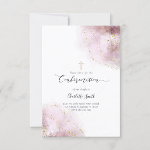 watercolor agate Confirmation Invitation