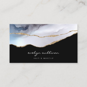 watercolor agate hair and makeup business card