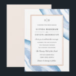 Watercolor Agate Slice Wedding Invite | Blue<br><div class="desc">Elegant wedding invitations,  featuring a faux gold foil frame and a watercolor agate design in blue.</div>