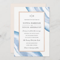Watercolor Agate Slice Wedding Invite | Blue