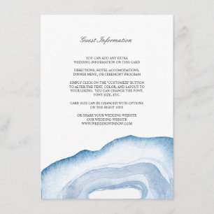 Watercolor Agate Wedding Insert Card   Blue