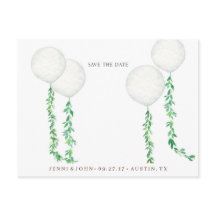 Watercolor air balloons decorated with green branc