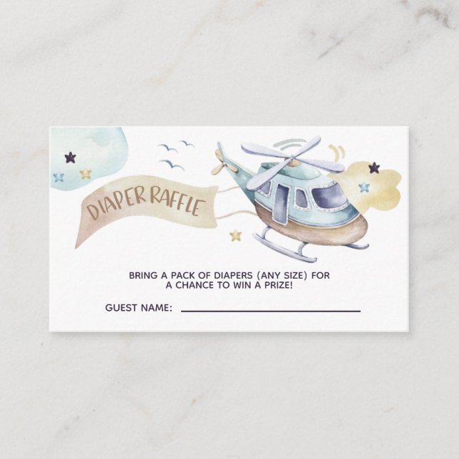 Watercolor Airplane Baby Shower Diaper Raffle Enclosure Card (Front)