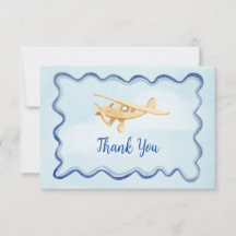 Watercolor Airplane Baby Thank You Cards