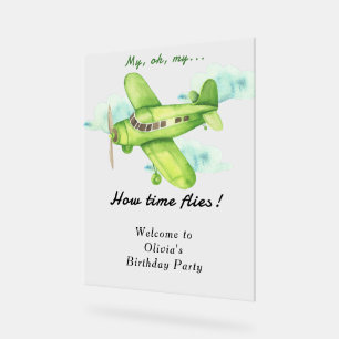 Watercolor Airplane Kids Birthday Acrylic Sign
