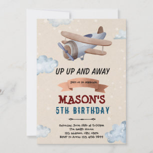 Watercolor airplane party invitation