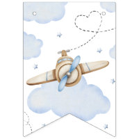Watercolor Airplane Time Flies Birthday Banner