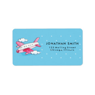 Watercolor Airplane Travel Label